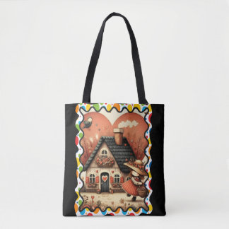 Tote Bag Une petite fille court devant une maison
