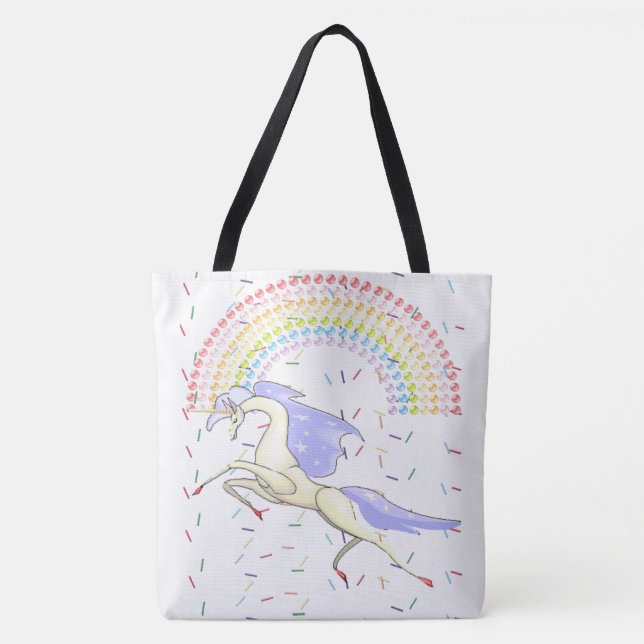 Tote Bag Unicorn Rainbow Colourful  (Front)