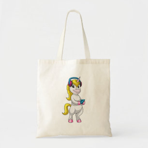 Tote Bag Unicorne à l'écoute de musique avec casque