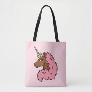 Tote Bag Unicorne Afro Rose clair