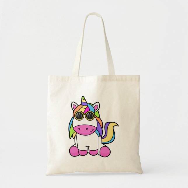 Tote Bag Unicorne avec lunettes de soleil (Devant)