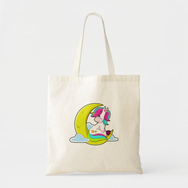 Tote Bag Unicorne avec nuages et lune (Devant)