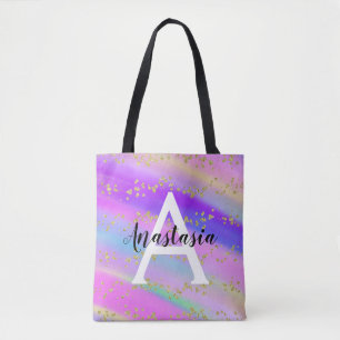 Tote Bag Unicorne colorée Rainbow Gold Parties scintillant 