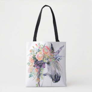 Tote Bag Unicorne en fleurs