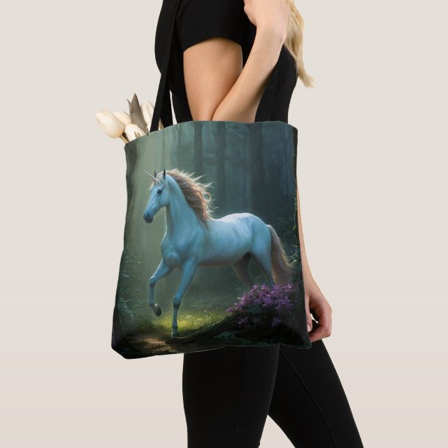 Tote Bag Unicorne magique en forêt enchantée (De près)