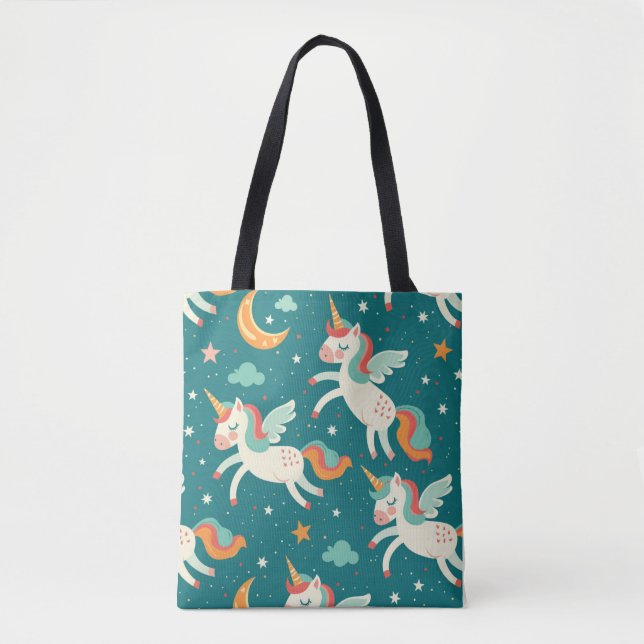 Tote Bag Unicorne verte pour enfants (Devant)