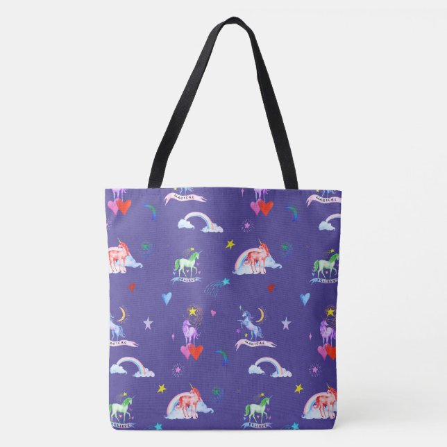 Tote Bag Unicornes aquarelle (Devant)