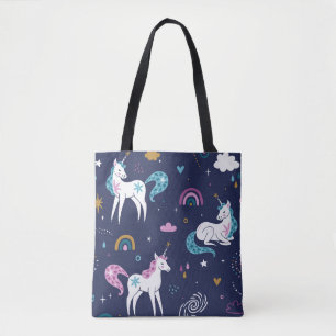 Tote Bag Unicorns Rainbows : Cartoon mignon sans peau