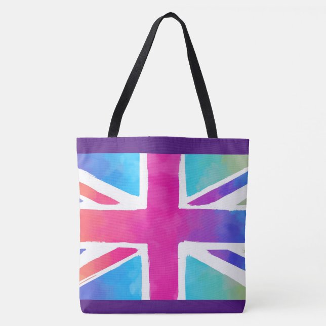 Tote Bag Union Jack Flag à Bright Watercolors (Devant)