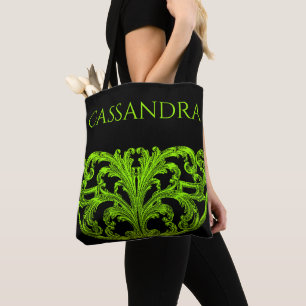 Tote Bag Unique Vintage Swirl Ombre Vert Personnalisé
