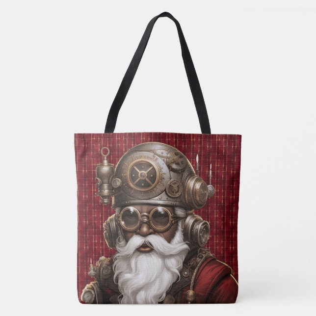 Tote Bag Uniquely Black Steampunk Santa Large Shoulder Tote (Devant)