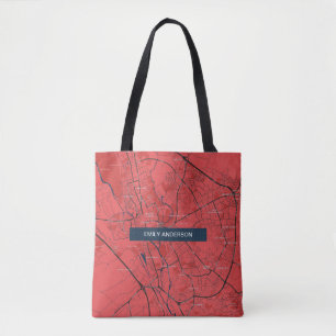 TOTE BAG URBAN RED NAVY OXFORD UNIVERSITY UK PASSERELLE