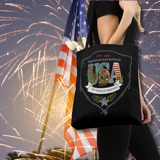 Tote Bag US 250 Years of Freedom Midnight Black Elegant  (US 250 Years of Freedom Midnight Black Elegant Tote Bag)