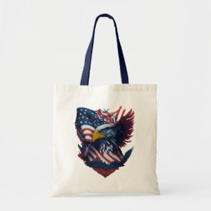 Tote Bag USA Art Eagle Freedom Patriotisme Rouge Blanc Bleu
