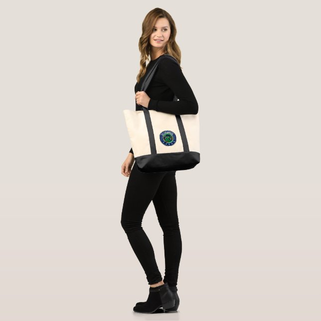 Tote bag utilizing both Jersey and CHARGE logos (Front (Model))