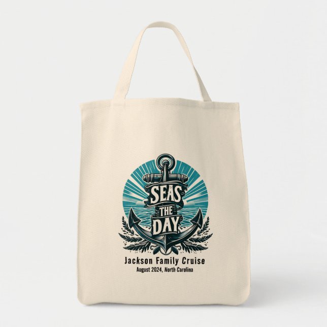 Tote Bag Vacances croisière en famille personnalisée - Seas (Devant)