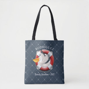 Tote Bag Vacances de famille pélican nautique personnalisée