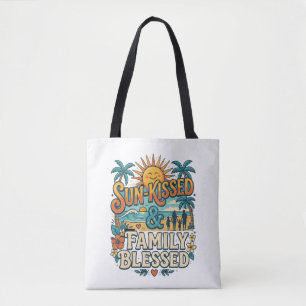 Tote Bag Vacances de famille rétro tropicales et réunion de