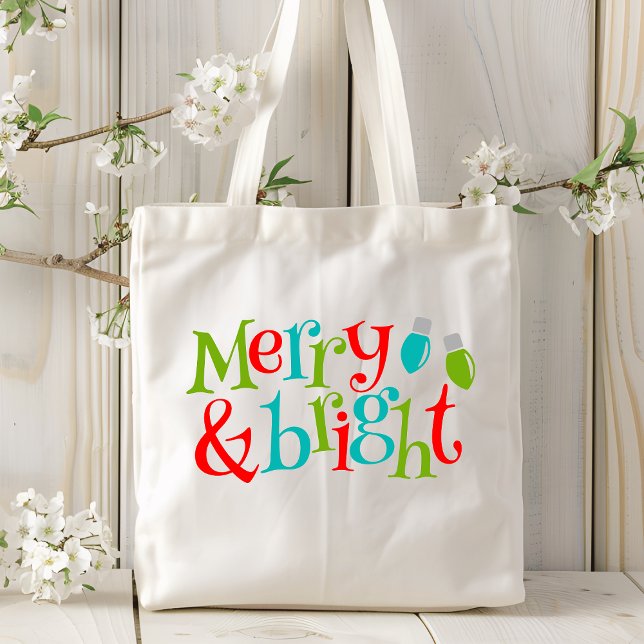 Tote Bag Vacances De Noël Joyeux Et Brillante Typographie (Créateur téléchargé)