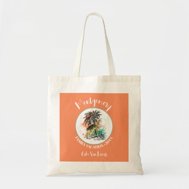 Tote Bag Vacances d'été en famille Orange (Devant)