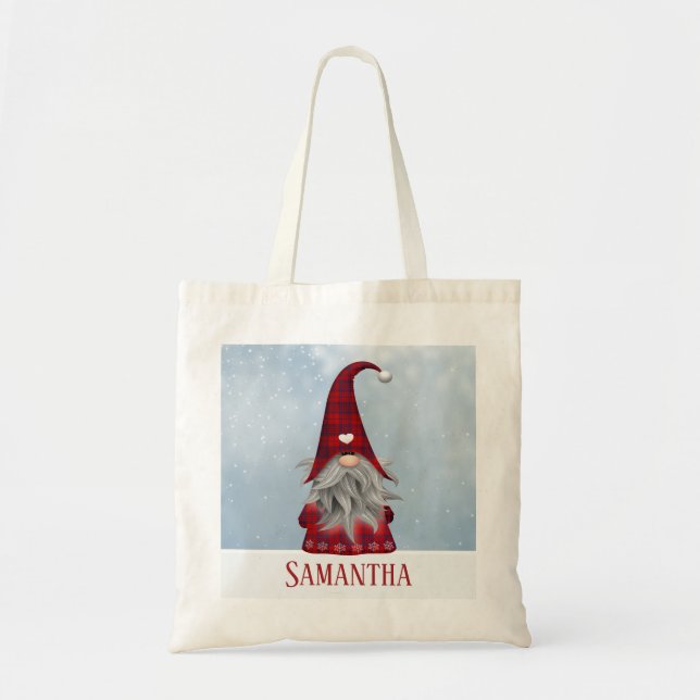 Tote Bag Vacances noires et rouges personnalisées Elf de (Devant)