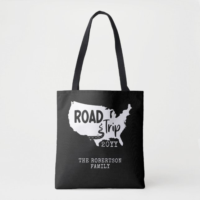 Tote Bag Vacances personnalisées | Family Road Trip USA Car (Devant)