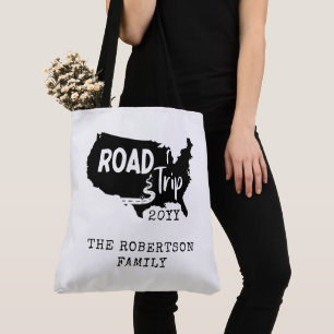 Tote Bag Vacances personnalisées   Family Road Trip USA Car