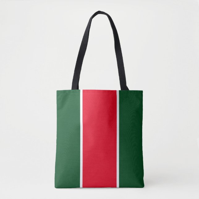 Tote Bag Vacances Vert Rouge Lumineux Blanc Verticale (Devant)