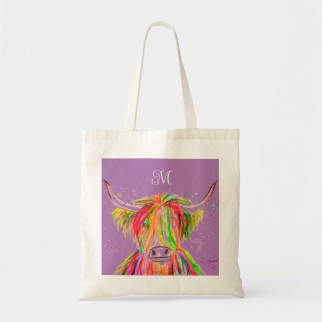 Tote Bag Vache arc-en-ciel Vache Aquarelle Nature Animal de (Devant)