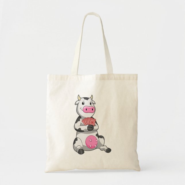 Tote Bag Vache au Poker avec cartes de Poker (Devant)