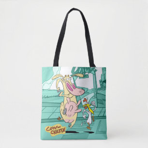 Tote Bag Vache et poulet à courir graphique