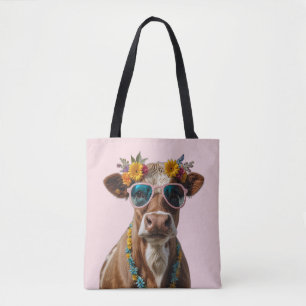 Tote Bag Vache gaie avec lunettes de soleil