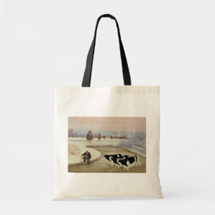 Tote Bag Vaches en rivière d'hiver