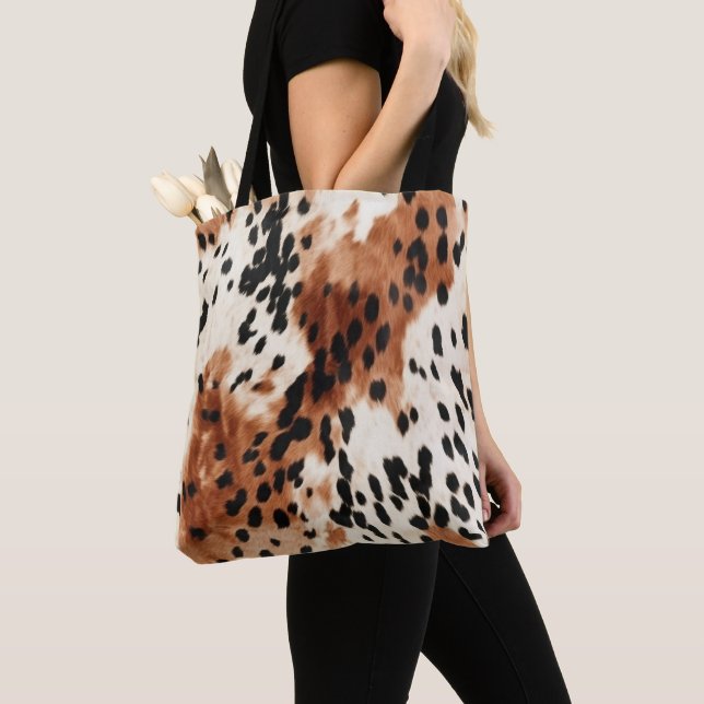 Tote Bag Vachette animale à la crème Brown (De près)