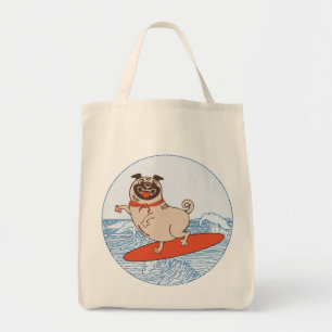 Tote Bag Vague à cheval heureux chien de carlin sur la plan