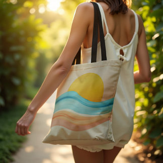 Tote Bag Vague Harmonie du Coucher de Soleil