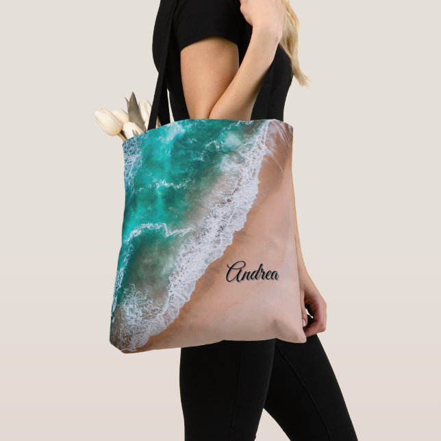 Tote Bag Vague sur Sandy Beach Personnel (De près)