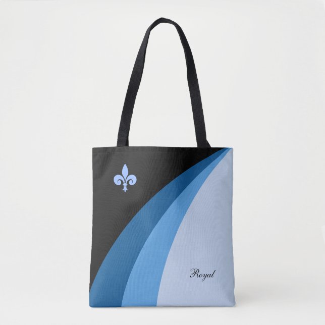 Tote Bag vagues Abstraites dans les tons bleus & fleur de l (Devant)