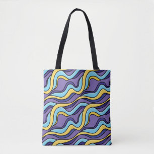 Tote Bag Vagues colorées Motif Funky Retro moderne Abstrait