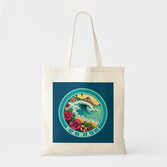 Tote Bag Vagues de plage d'Hawaï (Devant)