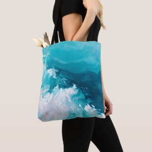 Tote Bag Vagues de turquoise tourbillonnantes Art de vague 
