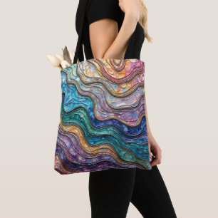 Tote Bag Vagues ondulées colorées en Abalone