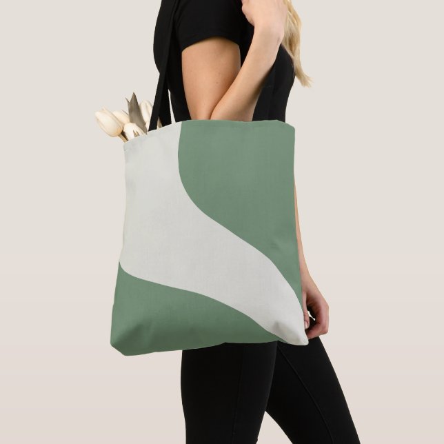 Tote Bag Vagues simples en vert (De près)