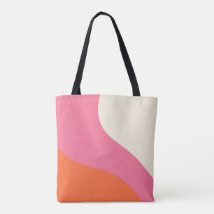 Tote Bag Vagues simples - rose, orange et crème