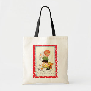 Tote Bag Valentine, Garçon, Chien, Kitten