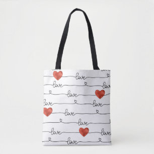Tote Bag Valentine Hearts : Conception 3D
