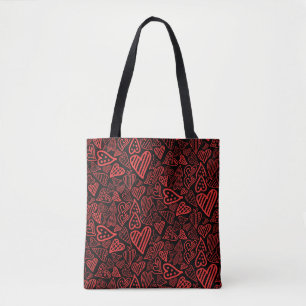 Tote Bag Valentine_hearts fourre-tout noir
