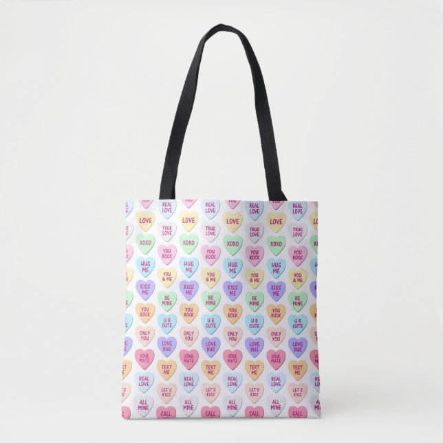 Tote Bag Valentine's Day Candy Hearts Illustration (Devant)