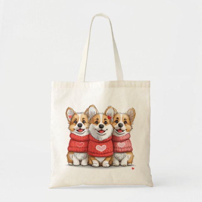 Tote Bag Valentines Day Chiens de Corgi gallois Pembroke (Devant)