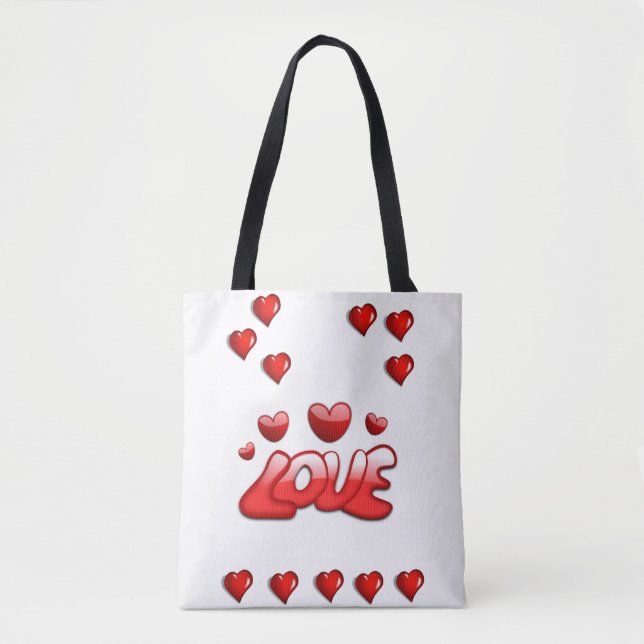 Tote bag valentines day love hearts (Front)
